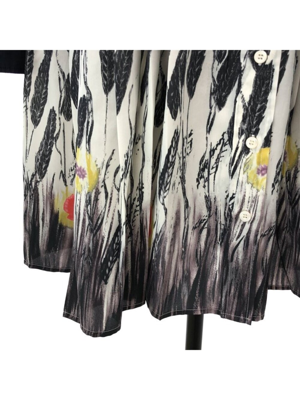 Prada Triangle Logo Patch Leaf Print Contrast Dress Black XS - Picture 3 of 8